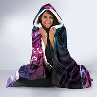 Hawaiian Monk Seal Hooded Blanket Kakau Tribal Pattern Violet Gradient LT05 - Polynesian Pride