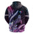 Hawaiian Monk Seal Hoodie Kakau Tribal Pattern Violet Gradient