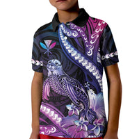 Hawaiian Monk Seal Kid Polo Shirt Kakau Tribal Pattern Violet Gradient LT05 Kid Violet - Polynesian Pride
