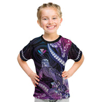 Hawaiian Monk Seal Kid T Shirt Kakau Tribal Pattern Violet Gradient LT05 Violet - Polynesian Pride