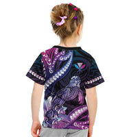 Hawaiian Monk Seal Kid T Shirt Kakau Tribal Pattern Violet Gradient LT05 - Polynesian Pride