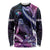 Hawaiian Monk Seal Long Sleeve Shirt Kakau Tribal Pattern Violet Gradient