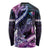 Hawaiian Monk Seal Long Sleeve Shirt Kakau Tribal Pattern Violet Gradient