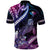 Hawaiian Monk Seal Polo Shirt Kakau Tribal Pattern Violet Gradient