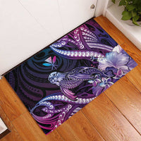 Hawaiian Monk Seal Rubber Doormat Kakau Tribal Pattern Violet Gradient LT05 - Polynesian Pride