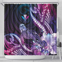 Hawaiian Monk Seal Shower Curtain Kakau Tribal Pattern Violet Gradient LT05 - Polynesian Pride
