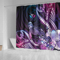 Hawaiian Monk Seal Shower Curtain Kakau Tribal Pattern Violet Gradient LT05 - Polynesian Pride