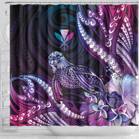 Hawaiian Monk Seal Shower Curtain Kakau Tribal Pattern Violet Gradient LT05 - Polynesian Pride