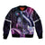 Hawaiian Monk Seal Sleeve Zip Bomber Jacket Kakau Tribal Pattern Violet Gradient