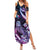 Hawaiian Monk Seal Summer Maxi Dress Kakau Tribal Pattern Violet Gradient