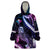 Hawaiian Monk Seal Wearable Blanket Hoodie Kakau Tribal Pattern Violet Gradient