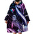 Hawaiian Monk Seal Wearable Blanket Hoodie Kakau Tribal Pattern Violet Gradient