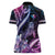 Hawaiian Monk Seal Women Polo Shirt Kakau Tribal Pattern Violet Gradient