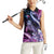 Hawaiian Monk Seal Women Sleeveless Polo Shirt Kakau Tribal Pattern Violet Gradient