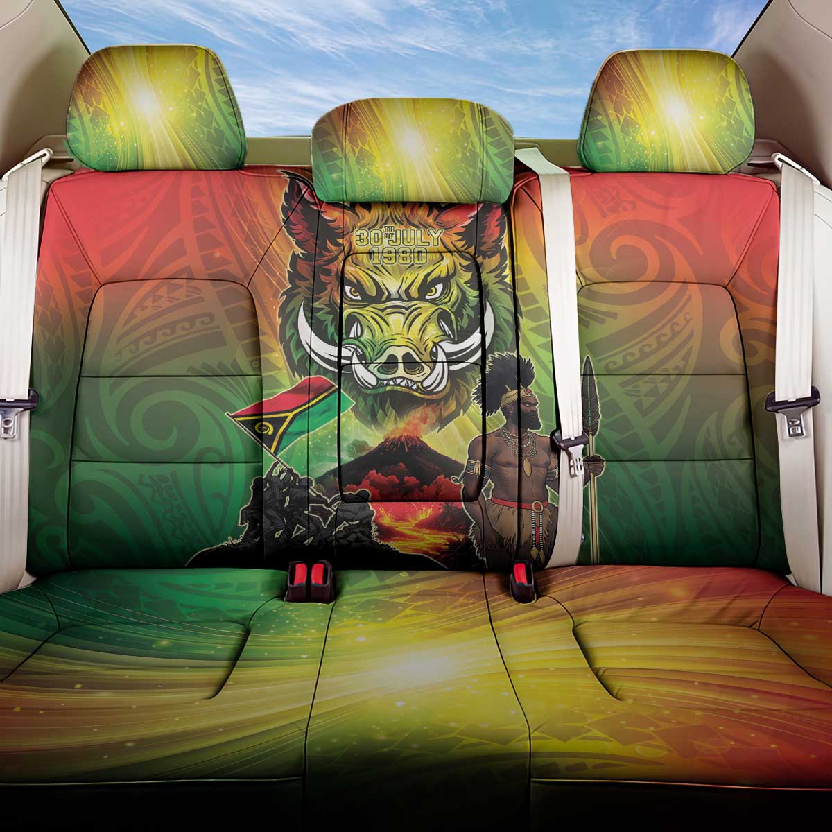 Vanuatu July 30th 1980 Back Car Seat Cover Happy Independence Day LT05 One Size Reggae - Polynesian Pride