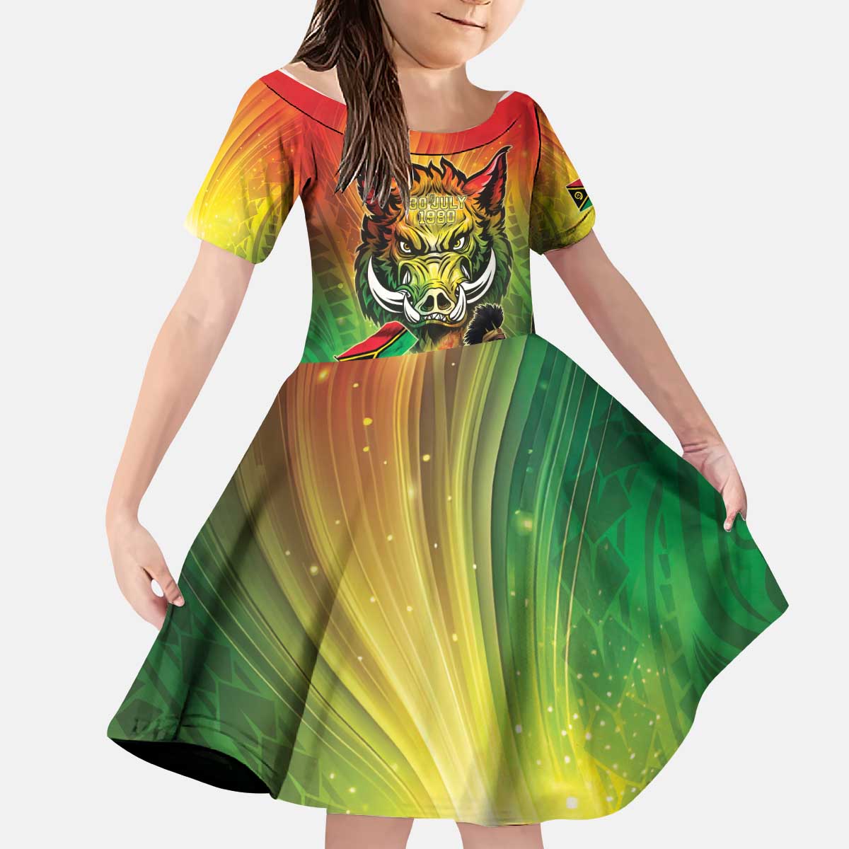 Vanuatu July 30th 1980 Kid Short Sleeve Dress Happy Independence Day LT05 KID Reggae - Polynesian Pride