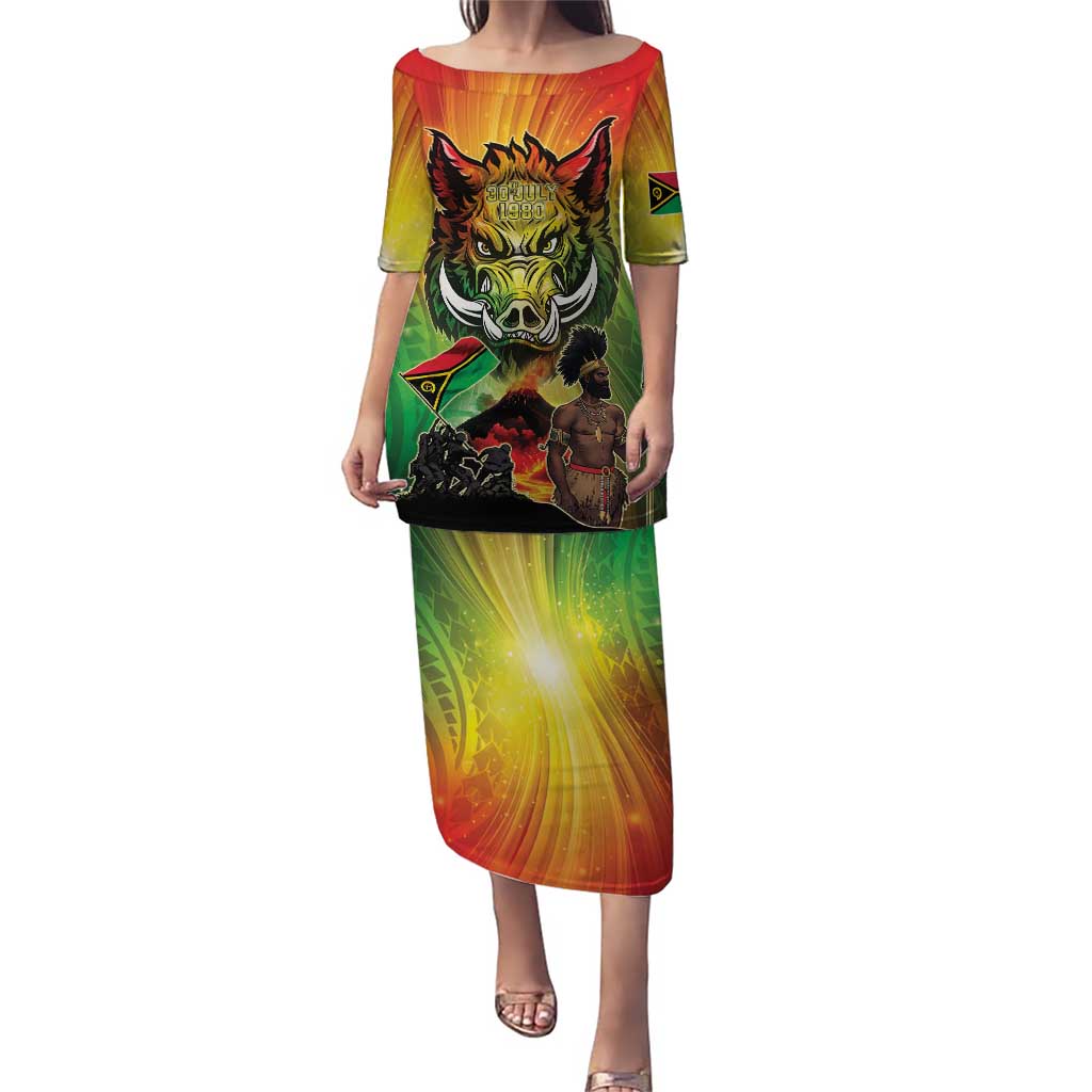Vanuatu July 30th 1980 Puletasi Happy Independence Day LT05 Long Dress Reggae - Polynesian Pride