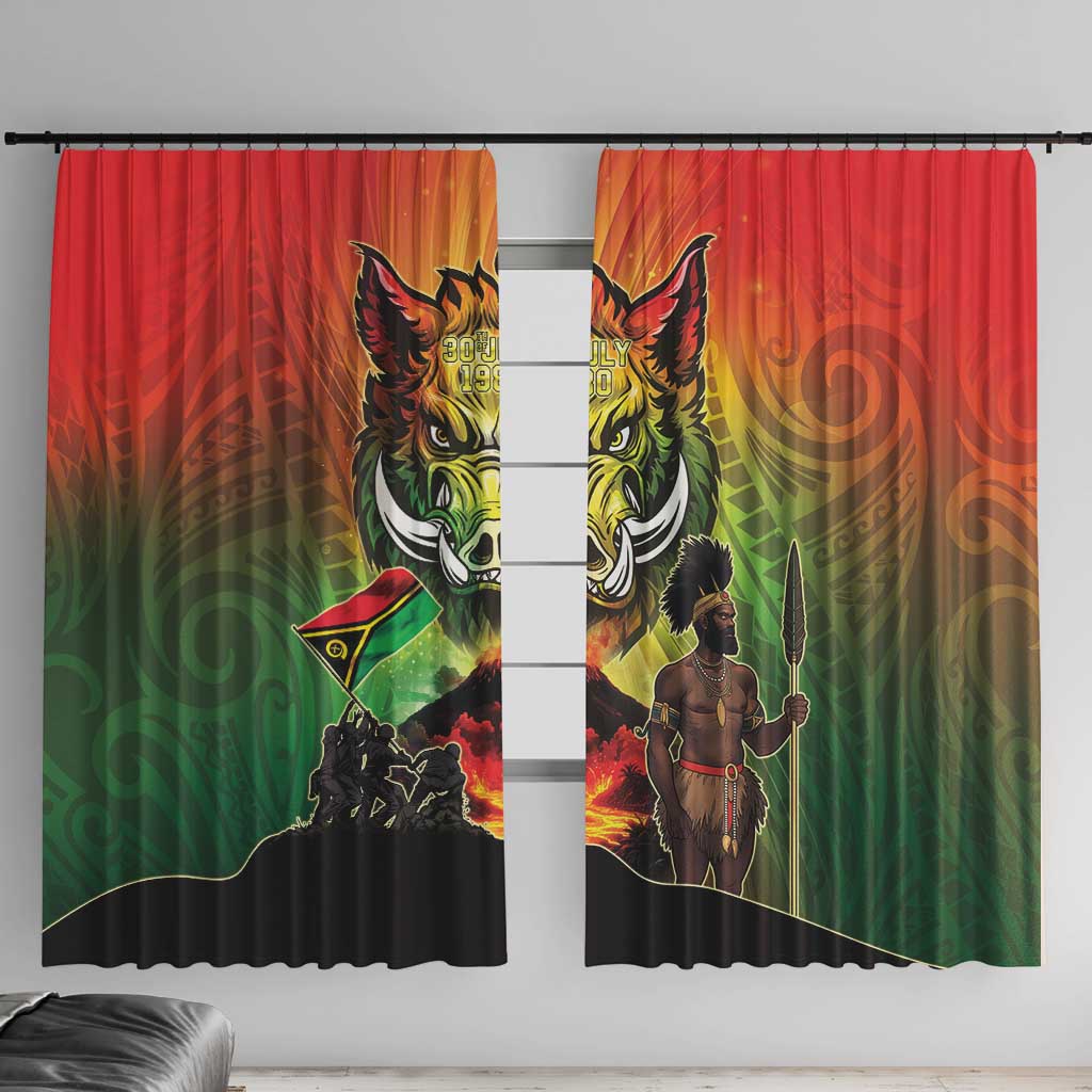 Vanuatu July 30th 1980 Window Curtain Happy Independence Day LT05 With Hooks Reggae - Polynesian Pride