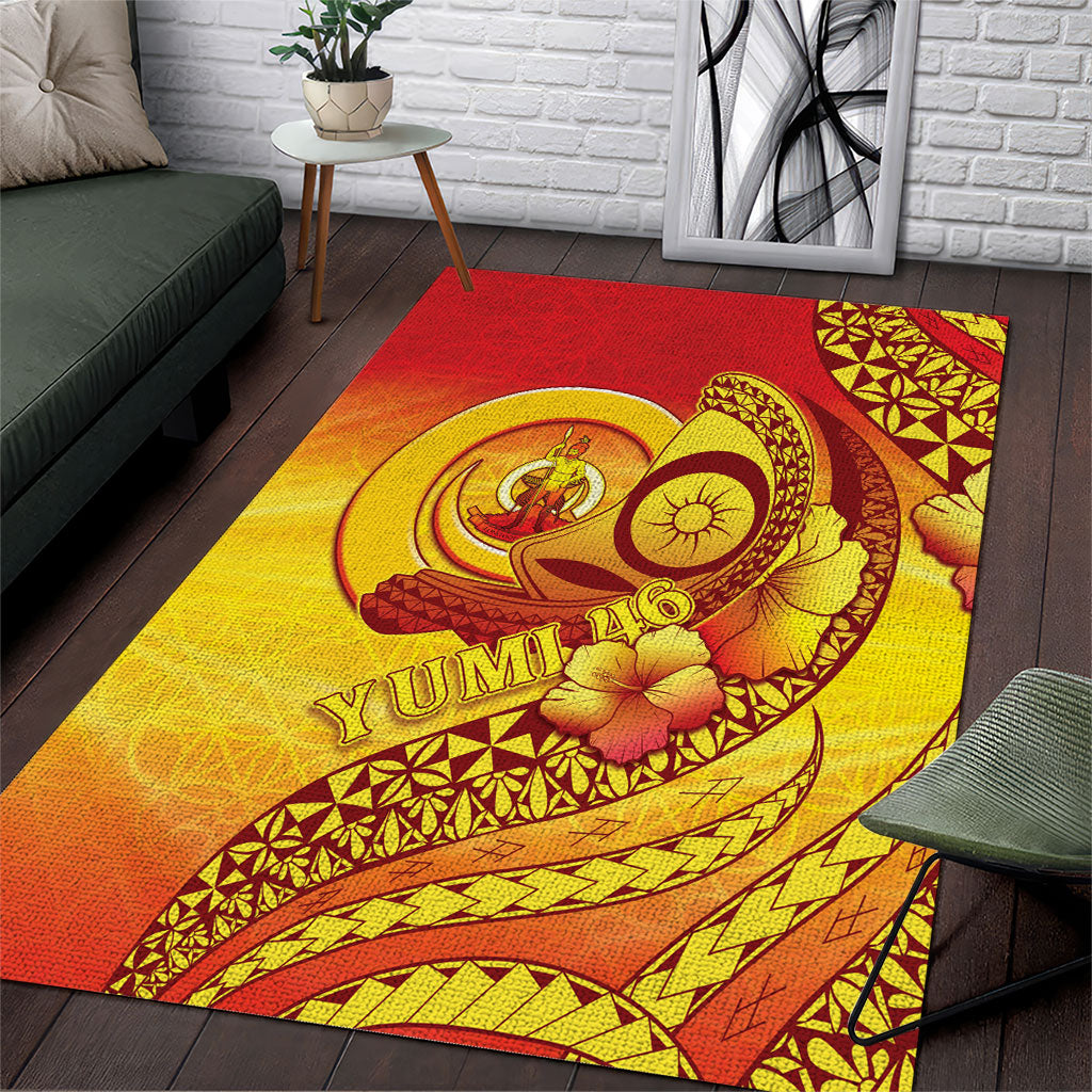 Vanuatu 46 Yia Indipendens Anivesari Area Rug Tamtam Drum With Boar Tusk LT05 Yellow - Polynesian Pride