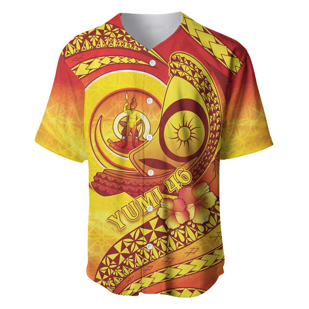 Vanuatu 46 Yia Indipendens Anivesari Baseball Jersey Tamtam Drum With Boar Tusk LT05 Yellow - Polynesian Pride