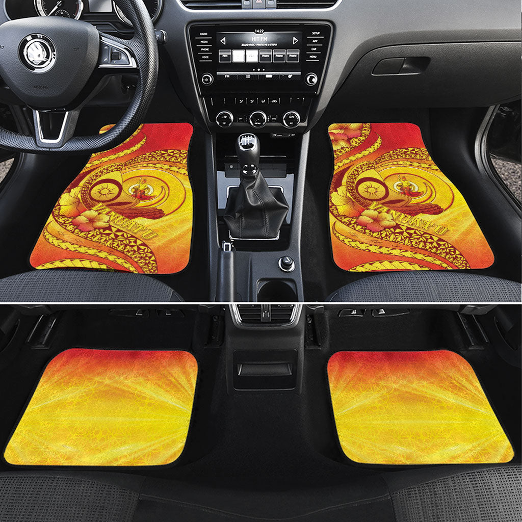 Vanuatu 46 Yia Indipendens Anivesari Car Mats Tamtam Drum With Boar Tusk LT05 Set 4pcs Yellow - Polynesian Pride