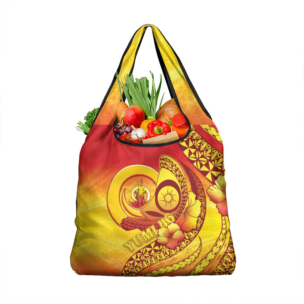 Vanuatu 46 Yia Indipendens Anivesari Grocery Bag Tamtam Drum With Boar Tusk LT05 1-pack One Size Yellow - Polynesian Pride