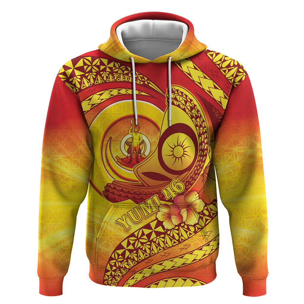 Vanuatu 46 Yia Indipendens Anivesari Hoodie Tamtam Drum With Boar Tusk LT05 Pullover Hoodie Yellow - Polynesian Pride