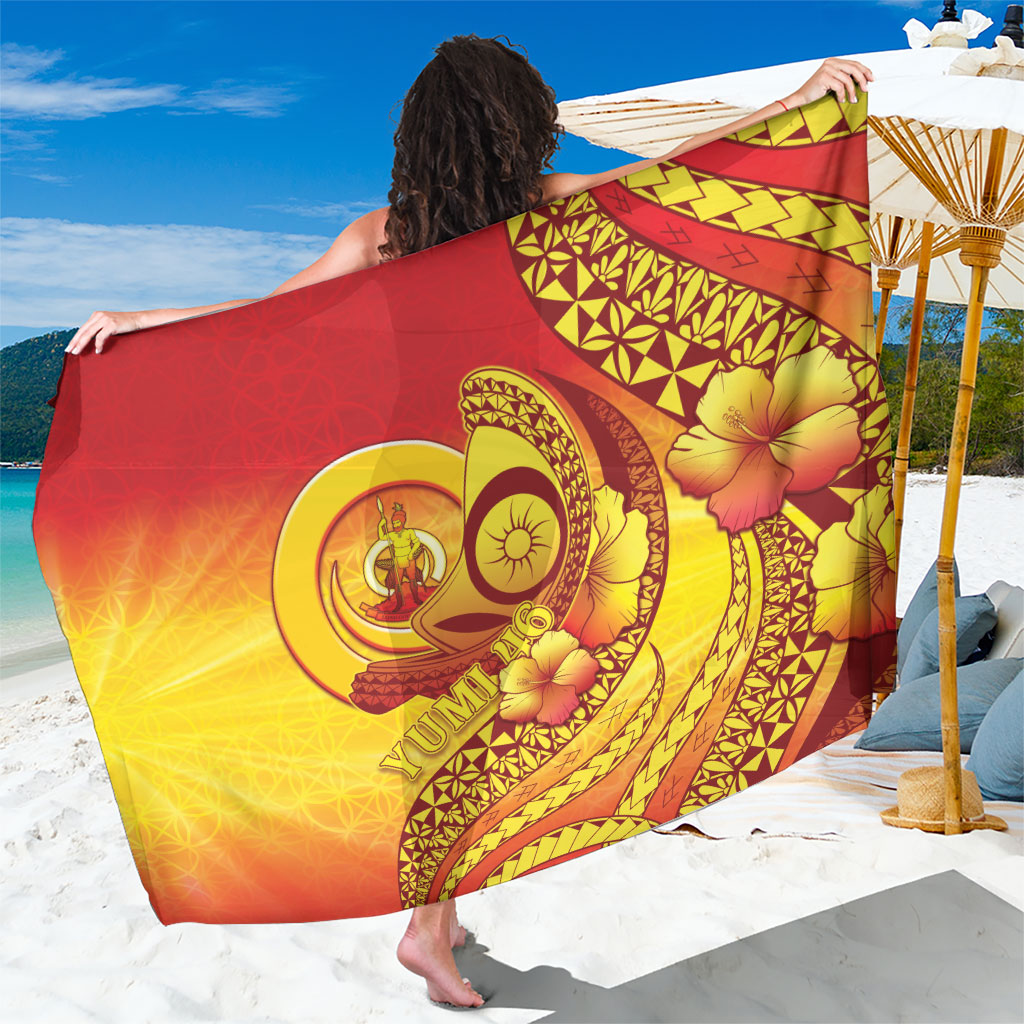 Vanuatu 46 Yia Indipendens Anivesari Sarong Tamtam Drum With Boar Tusk LT05 One Size 44 x 66 inches Yellow - Polynesian Pride