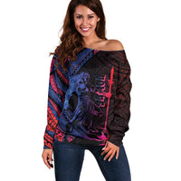 Samoan Pride Off Shoulder Sweater The Tui Manua LT05 Women Black - Polynesian Pride