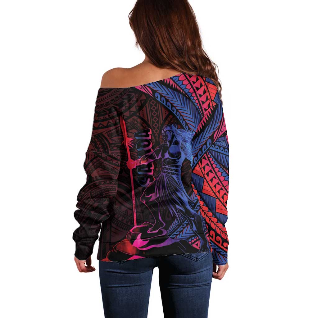 Samoan Pride Off Shoulder Sweater The Tui Manua LT05 - Polynesian Pride