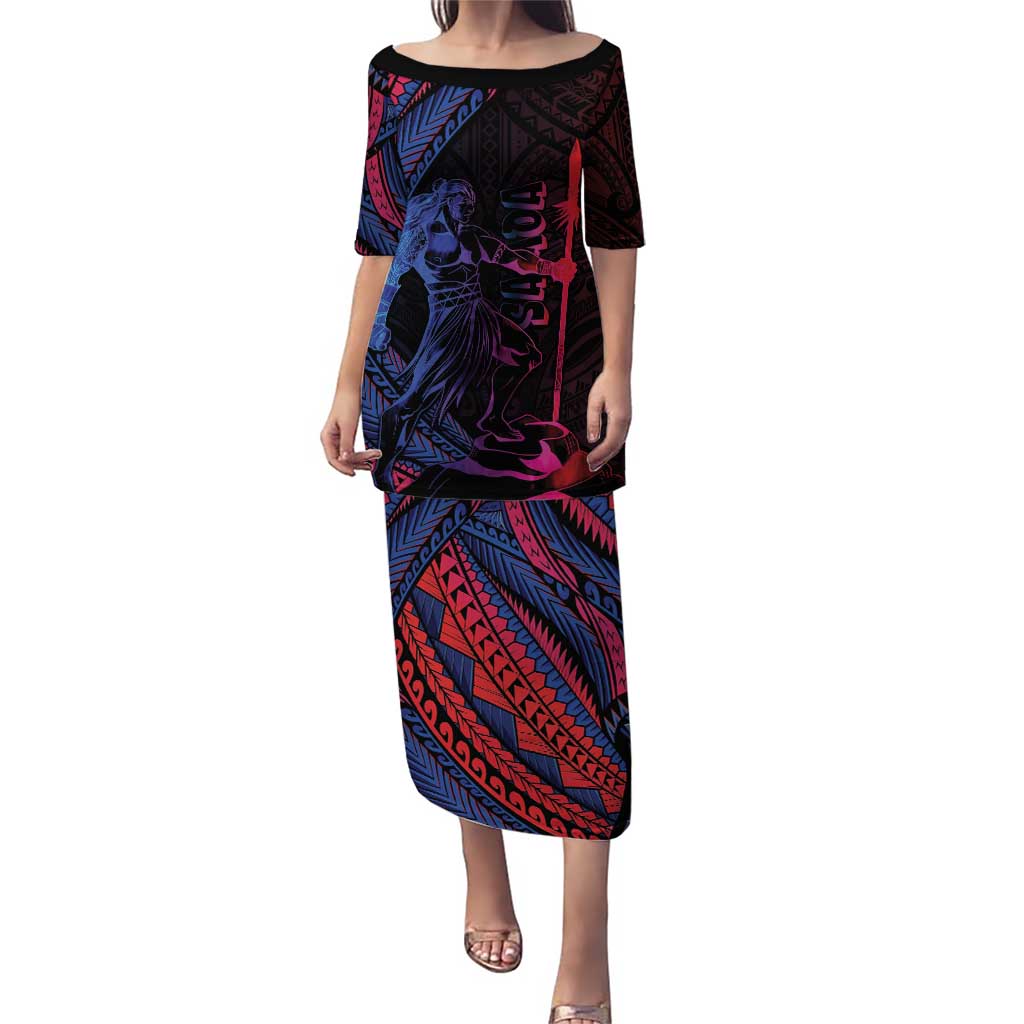 Samoan Pride Puletasi The Tui Manua LT05 Long Dress Black - Polynesian Pride
