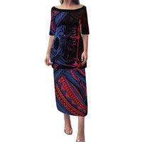 Samoan Pride Puletasi The Tui Manua LT05 Long Dress Black - Polynesian Pride