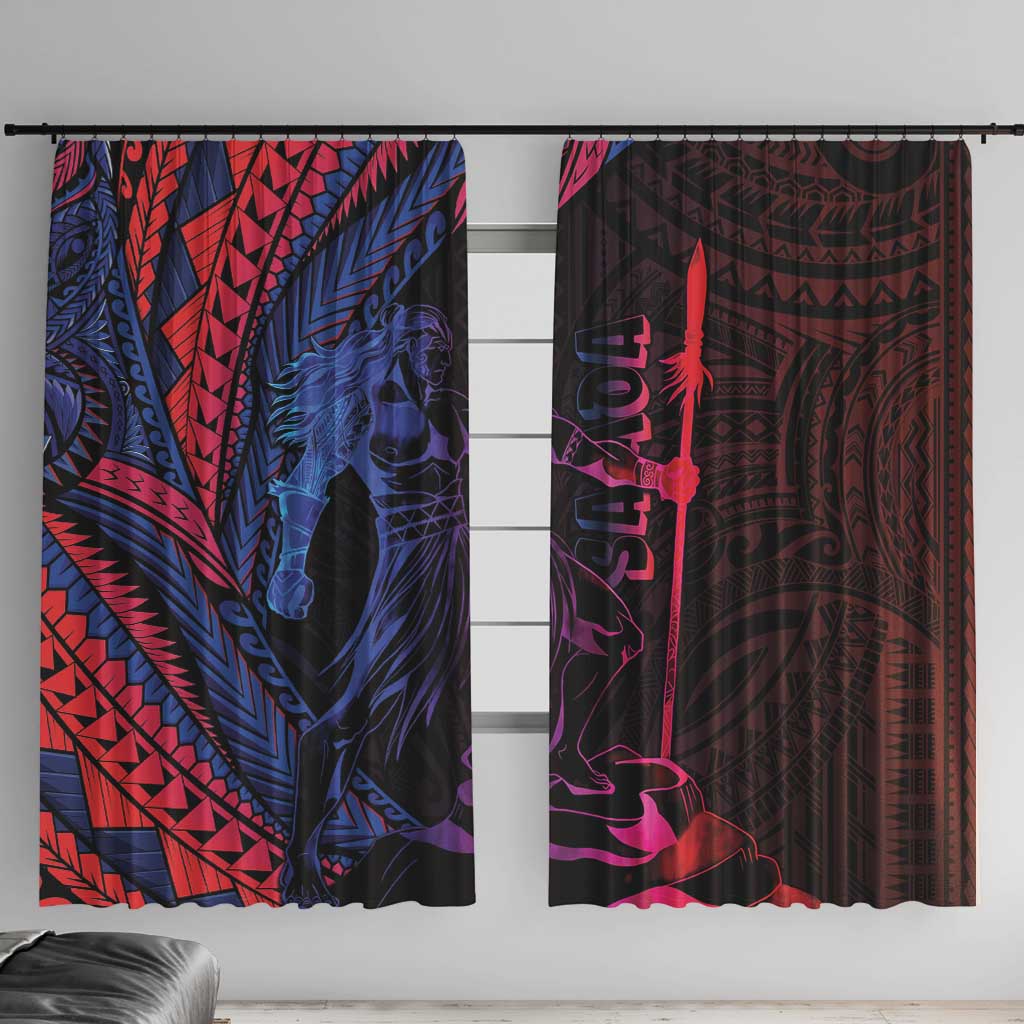 Samoan Pride Window Curtain The Tui Manua LT05 With Hooks Black - Polynesian Pride