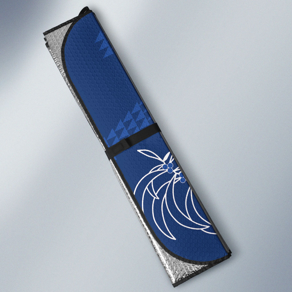 Aloha Hawaii Acacia Koa Leaves Auto Sun Shade Navy Kakau Tribal Pattern LT05 - Polynesian Pride