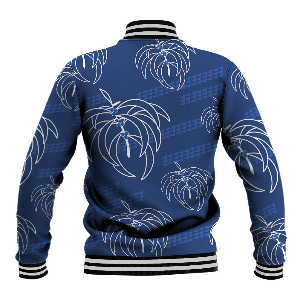 Aloha Hawaii Acacia Koa Leaves Baseball Jacket Navy Kakau Tribal Pattern LT05 - Polynesian Pride