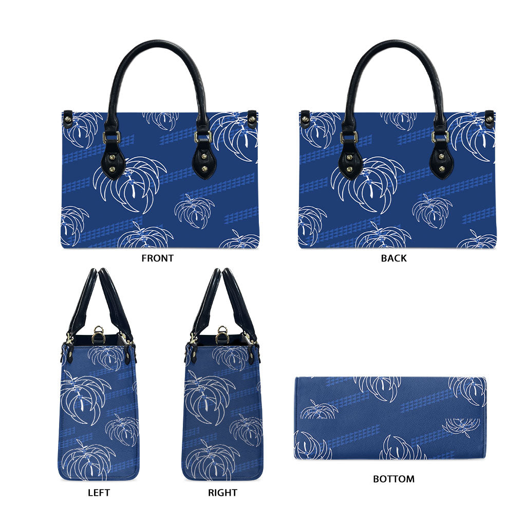 Aloha Hawaii Acacia Koa Leaves Leather Bag Navy Kakau Tribal Pattern LT05 - Polynesian Pride