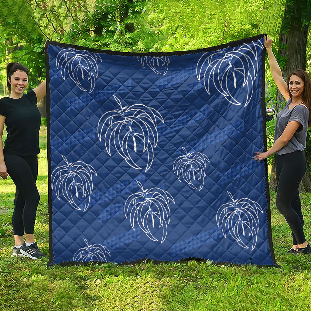 Aloha Hawaii Acacia Koa Leaves Quilt Navy Kakau Tribal Pattern LT05 - Polynesian Pride
