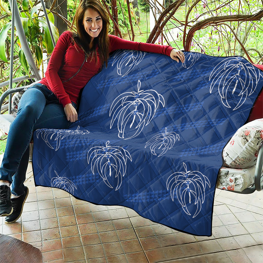 Aloha Hawaii Acacia Koa Leaves Quilt Navy Kakau Tribal Pattern LT05 - Polynesian Pride