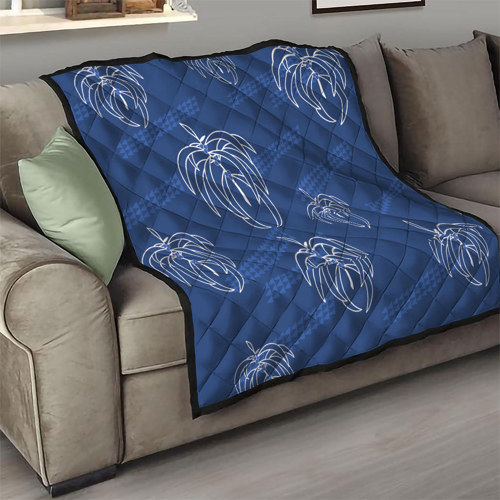 Aloha Hawaii Acacia Koa Leaves Quilt Navy Kakau Tribal Pattern LT05 - Polynesian Pride