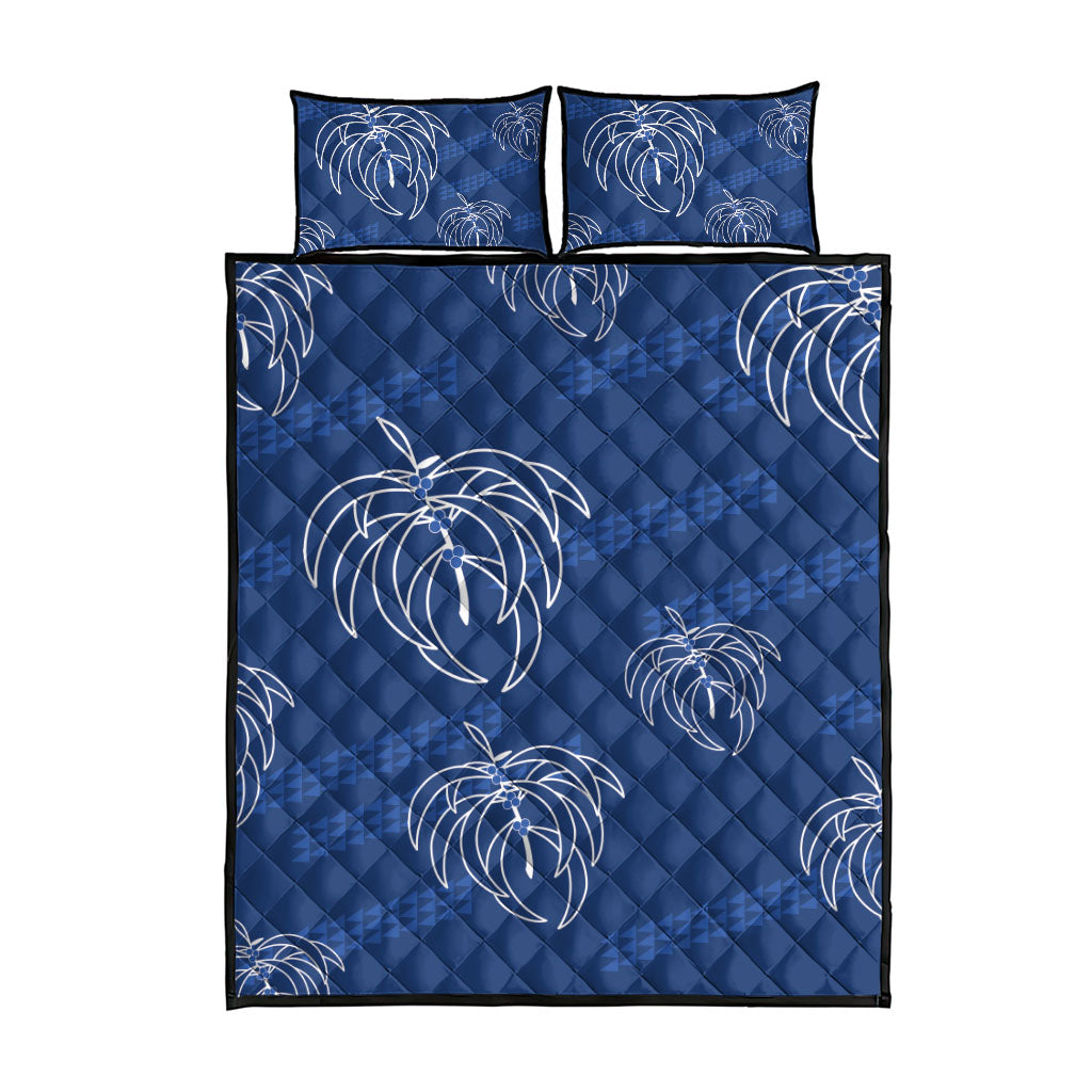 Aloha Hawaii Acacia Koa Leaves Quilt Bed Set Navy Kakau Tribal Pattern LT05 - Polynesian Pride