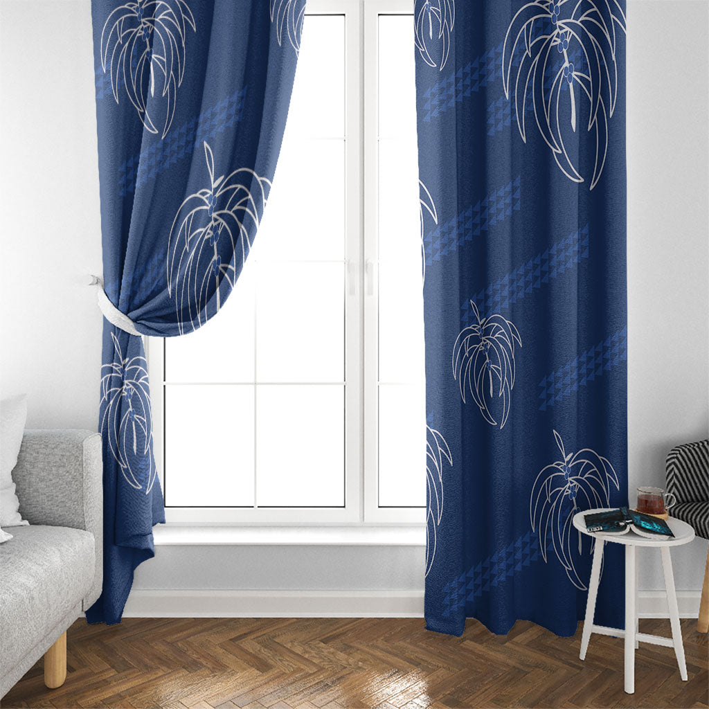 Aloha Hawaii Acacia Koa Leaves Window Curtain Navy Kakau Tribal Pattern LT05 - Polynesian Pride