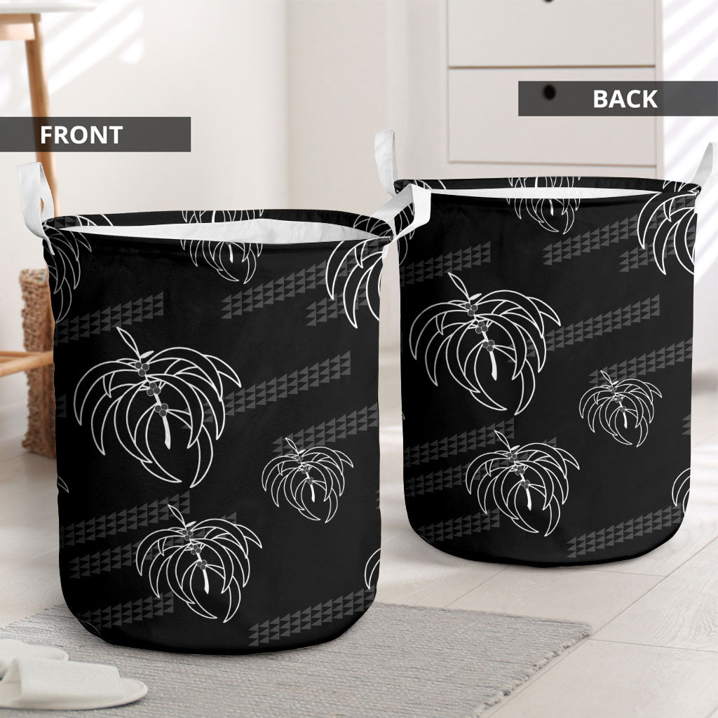 Aloha Hawaii Acacia Koa Leaves Laundry Basket Black Kakau Tribal Pattern LT05 - Polynesian Pride