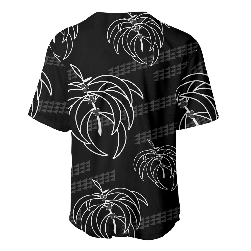 Aloha Hawaii Acacia Koa Leaves Baseball Jersey Black Kakau Tribal Pattern LT05 - Polynesian Pride