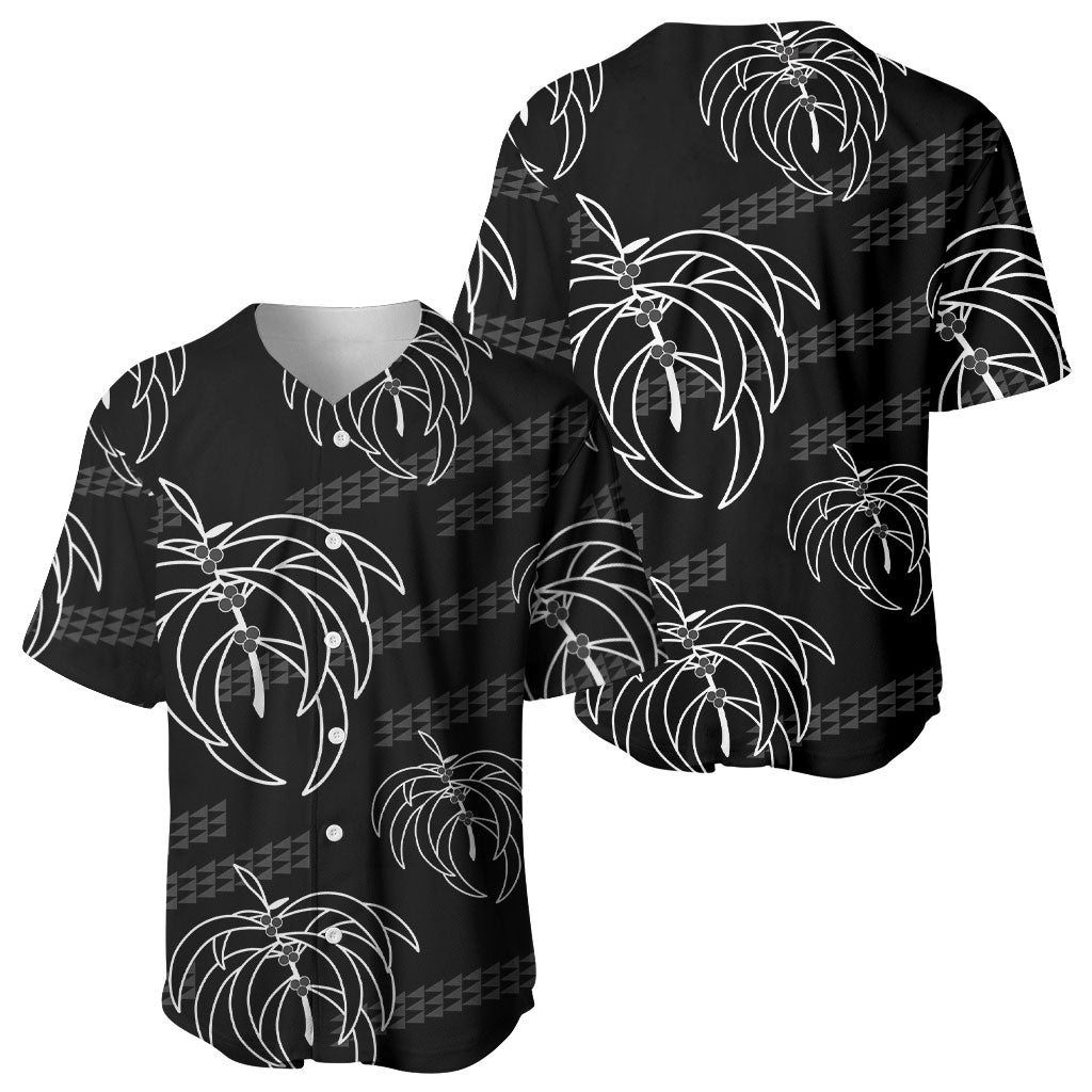 Aloha Hawaii Acacia Koa Leaves Baseball Jersey Black Kakau Tribal Pattern LT05 - Polynesian Pride