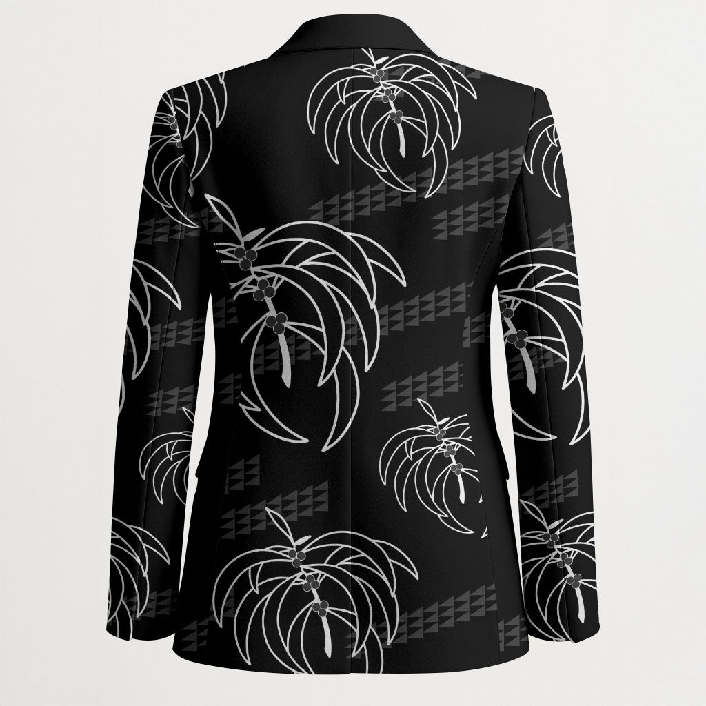 Aloha Hawaii Acacia Koa Leaves Blazer Black Kakau Tribal Pattern LT05 - Polynesian Pride