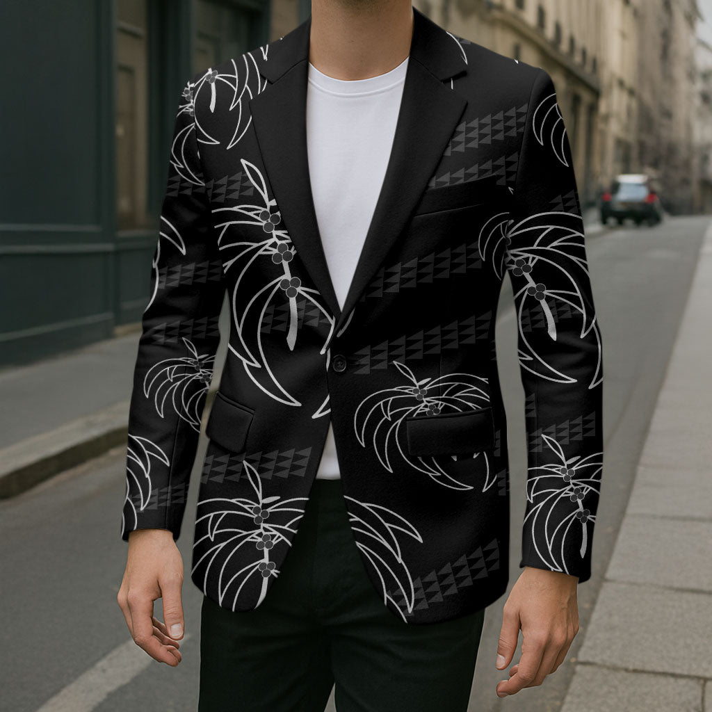 Aloha Hawaii Acacia Koa Leaves Blazer Black Kakau Tribal Pattern LT05 - Polynesian Pride