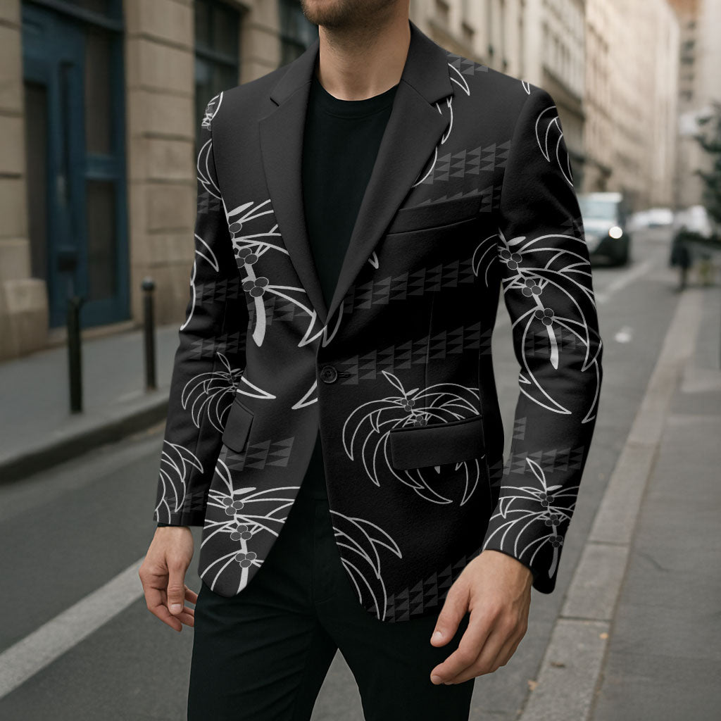 Aloha Hawaii Acacia Koa Leaves Blazer Black Kakau Tribal Pattern LT05 - Polynesian Pride