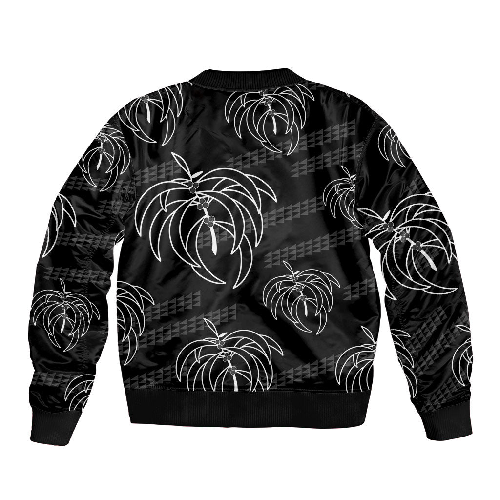 Aloha Hawaii Acacia Koa Leaves Bomber Jacket Black Kakau Tribal Pattern LT05 - Polynesian Pride