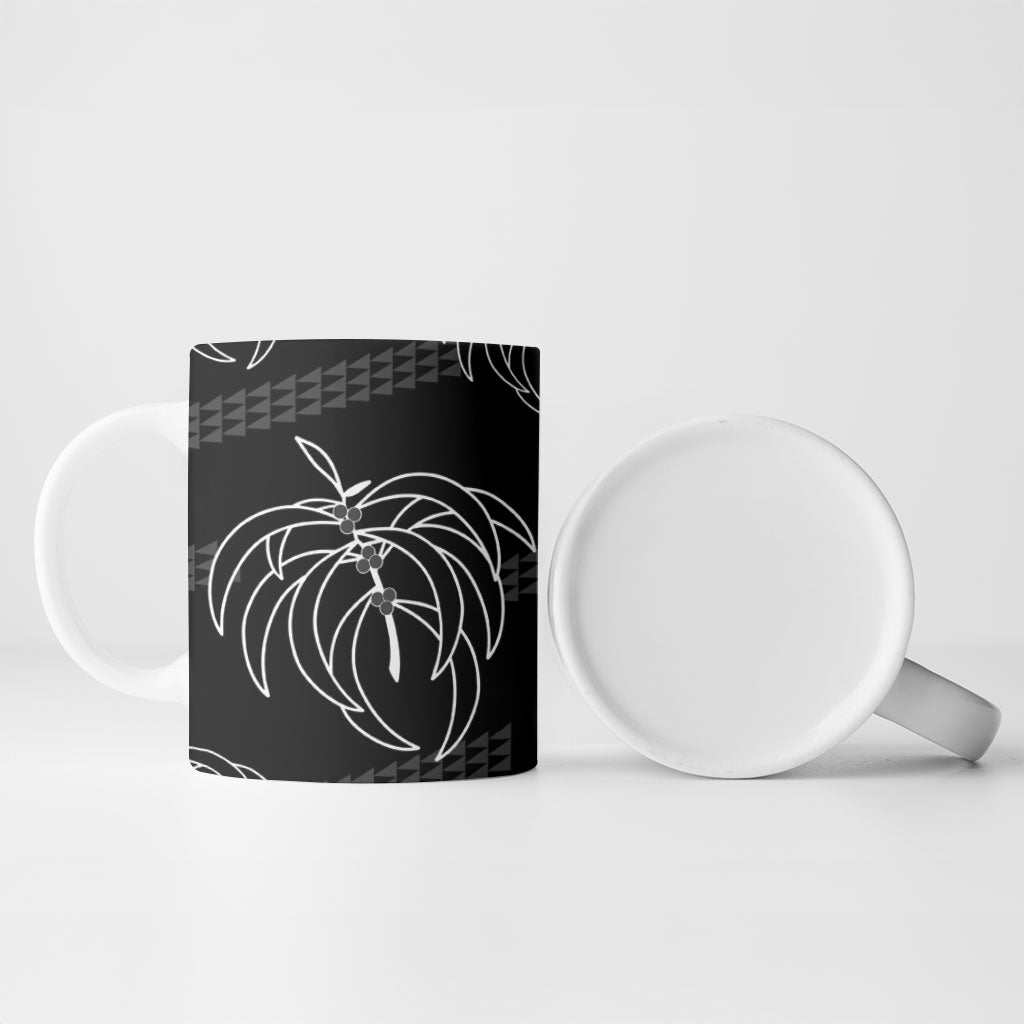 Aloha Hawaii Acacia Koa Leaves Ceramic Mug Black Kakau Tribal Pattern LT05 - Polynesian Pride