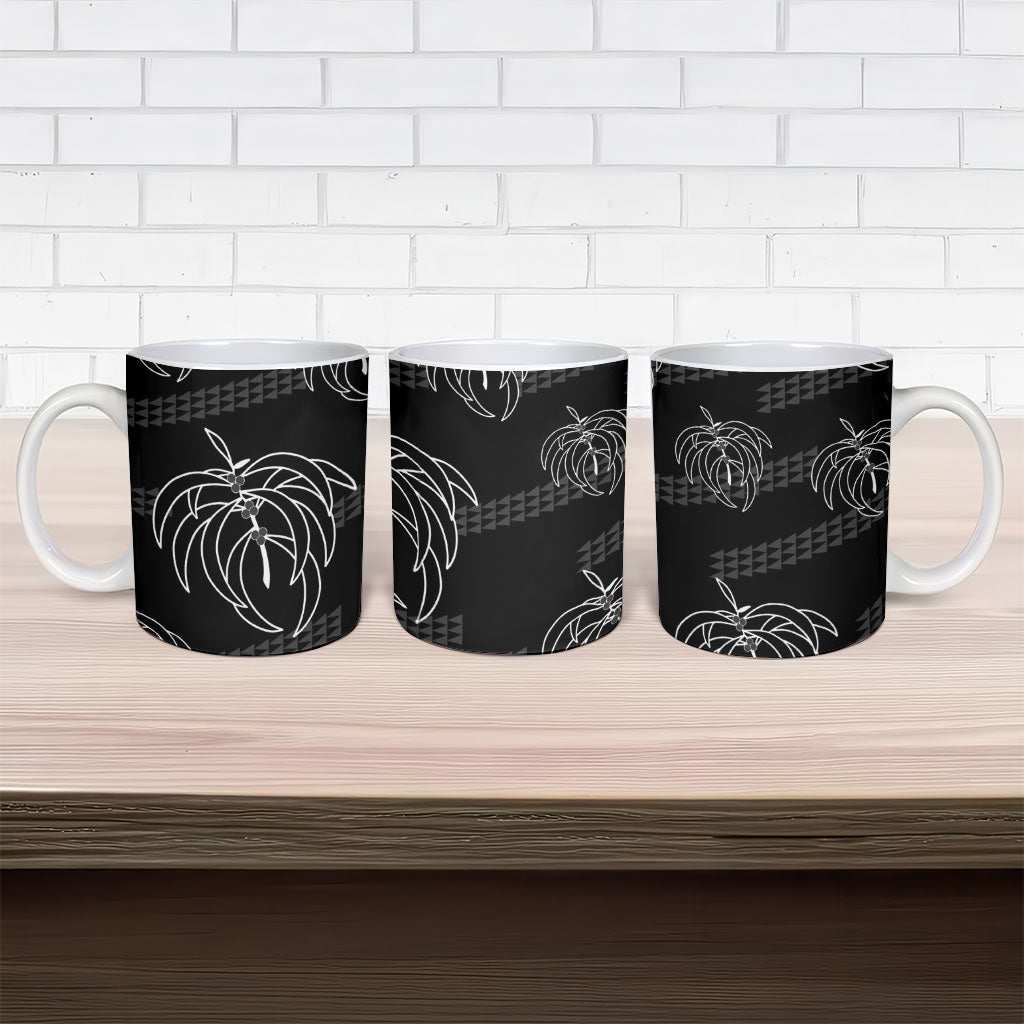 Aloha Hawaii Acacia Koa Leaves Ceramic Mug Black Kakau Tribal Pattern LT05 - Polynesian Pride